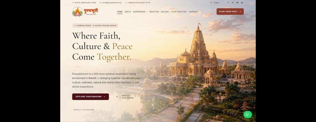 Punyabhoomi website designed by Urban Digital Studio, Nashik